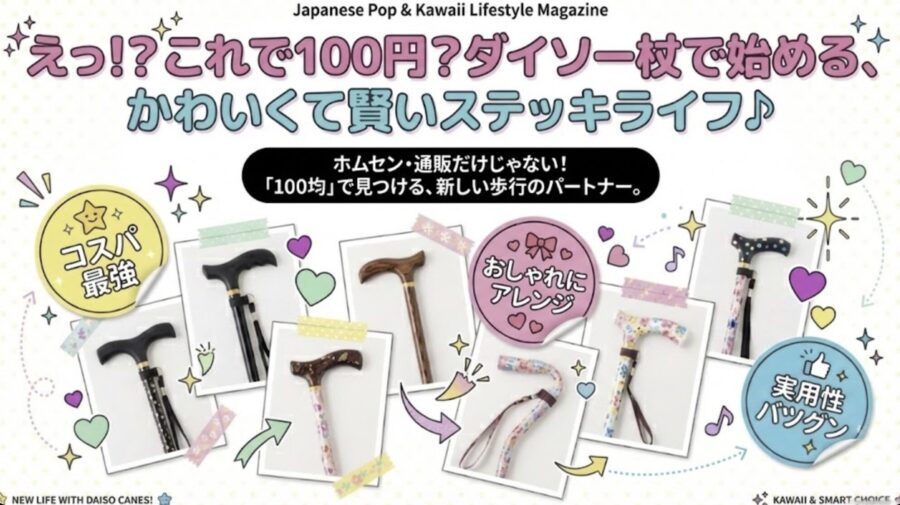 えっ⁉これで100円?ダイソー杖で始める、かわいくて賢いステッキライフ♪