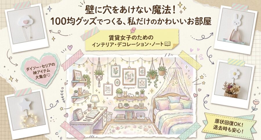 壁に穴を開けない魔法100均壁掛けフック