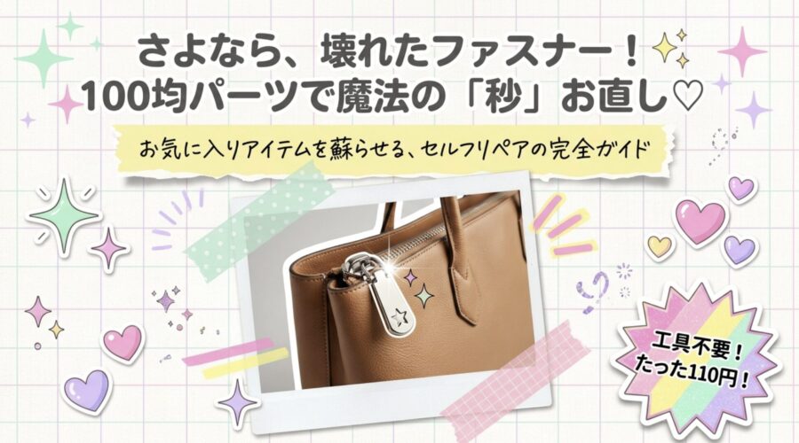 壊れたファスナー100均パーツで秒お直し